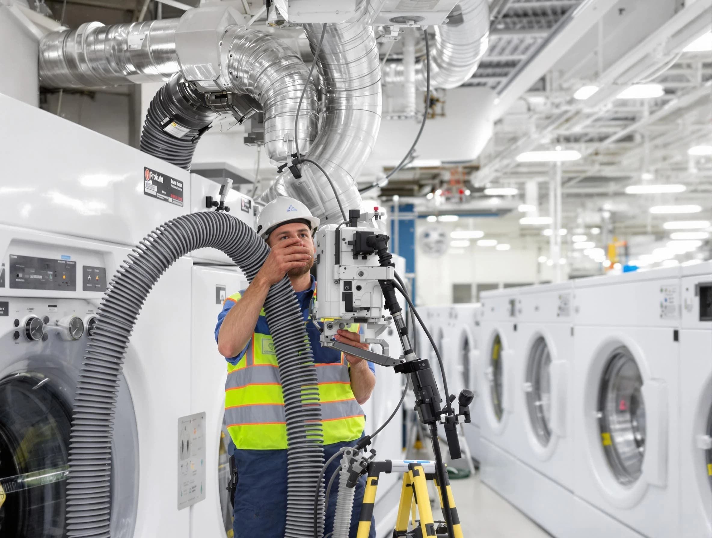 Haverhill Dryer Vent Cleaning team performing commercial-grade dryer vent cleaning at a business facility in Haverhill