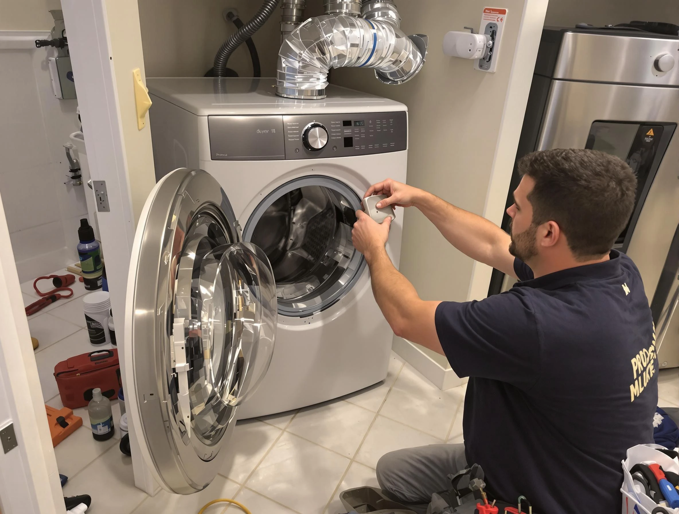 Haverhill Dryer Vent Cleaning technician performing precise dryer vent hose installation in Haverhill