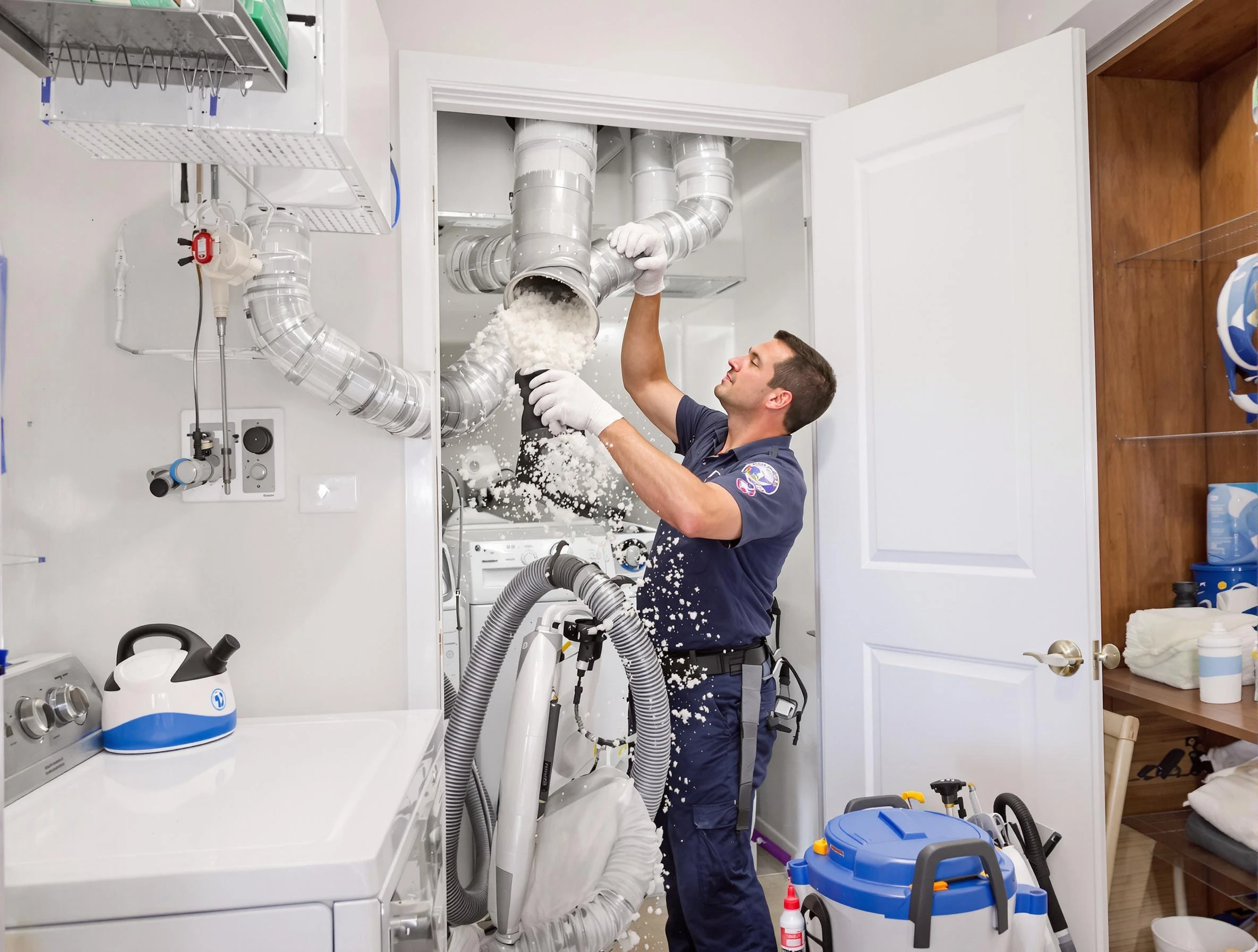Haverhill Dryer Vent Cleaning technician delivering thorough residential dryer vent cleaning service in Haverhill